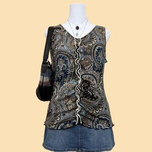y2k paisley boho whimsygoth mesh top grunge